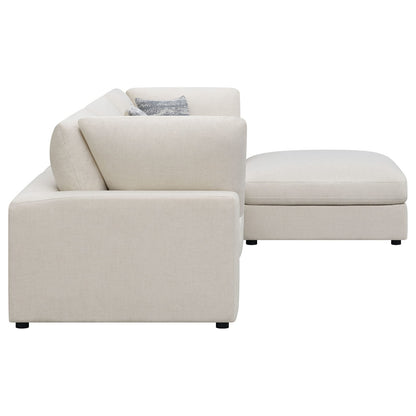 120" Beige Upholstered L-Shaped Sectional Sofa - 4 Seats for Living Room