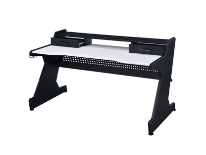 White Black Gaming Desk with Storage Drawers