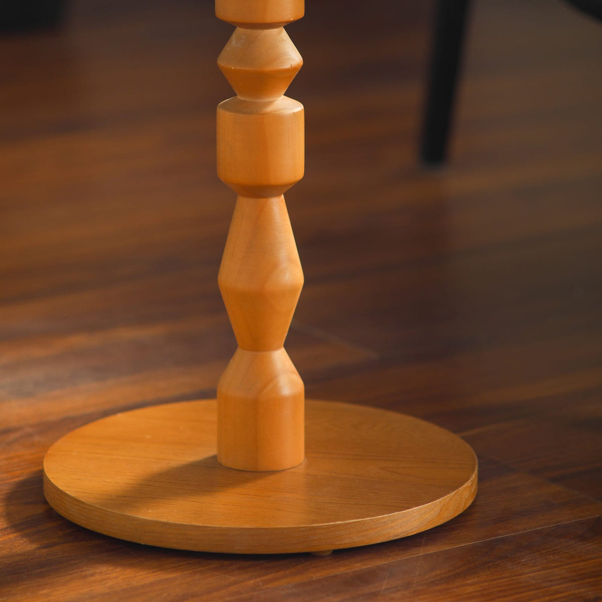 Round Side Table - Light Oak, Mid-Century Modern Style