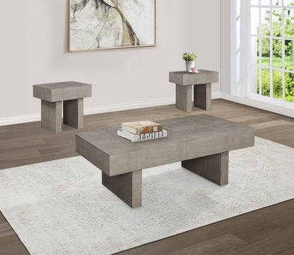 Contemporary Brown Gray End Table - Modern Square Wood Table