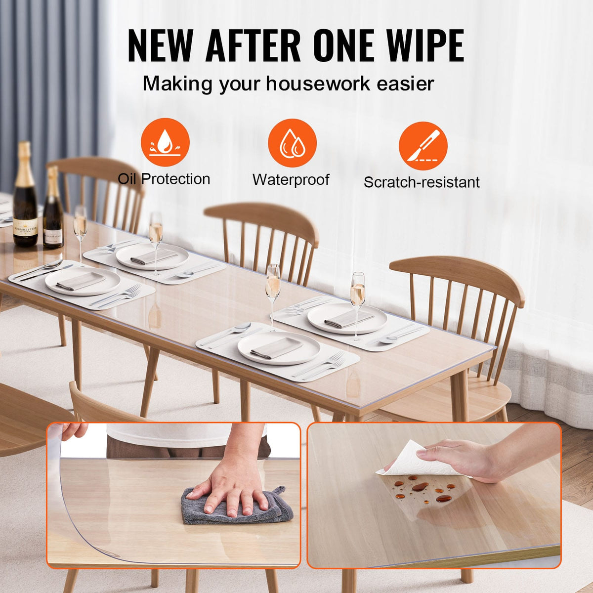 PVC Table Protector 24x96 Inch - Clear Desk Cover