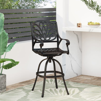 Cast Aluminium SWIVEL Barstool - Bronze Patio Seating