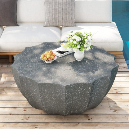 35.43" Modern Outdoor Waterproof Cement Coffee Table - Grey