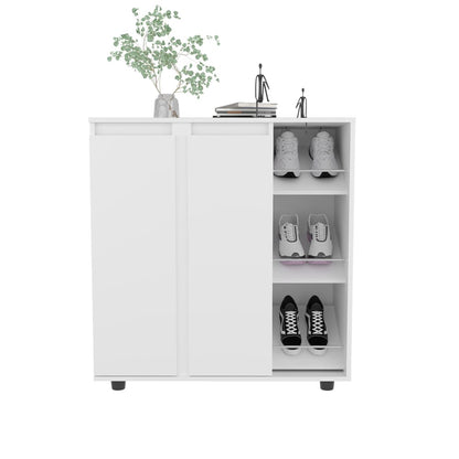 Dover Shoe Rack, White - Living Room Storage Cabinet
