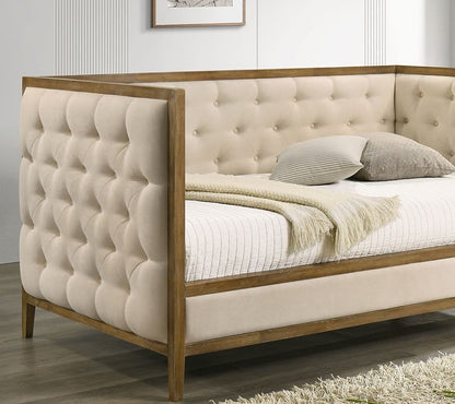 Natural Oak Fabric Sofa Bed - 83.5" Daybed for Living Room