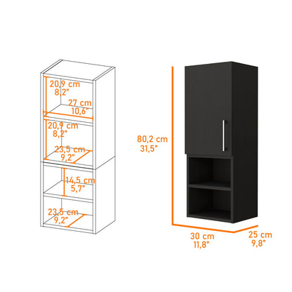 Wenge Particle Board Bathroom Storage Shelf with Metal Handle