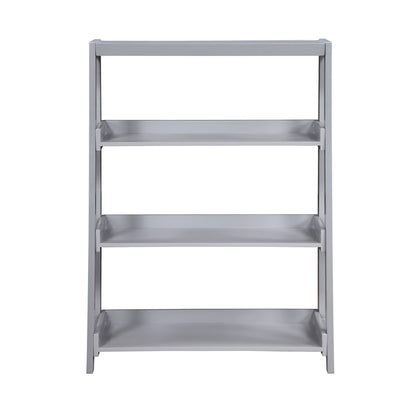 3-Shelf Gray Wood Bookcase - Display Shelving Unit for Living Room