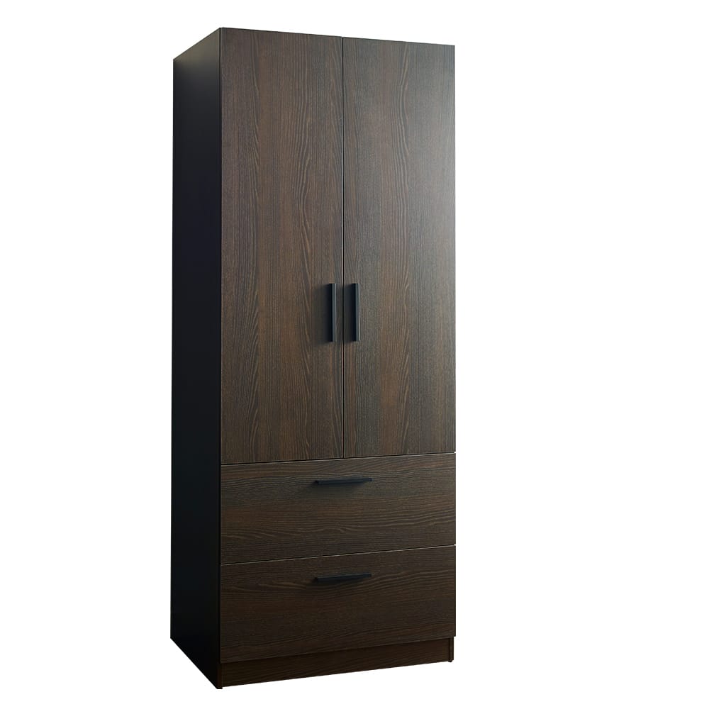 Dark Brown Solid Wood Dresser - 21.7 x 31.5 x 78.7", 2 Doors