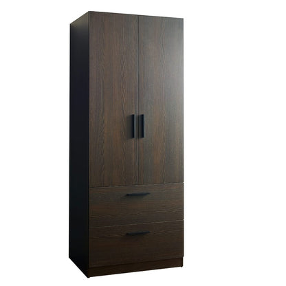 Dark Brown Solid Wood Dresser - 21.7 x 31.5 x 78.7", 2 Doors