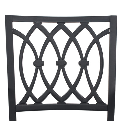 Black Metal Poolside Chairs for Garden Patio Seating with 350LB Capacity