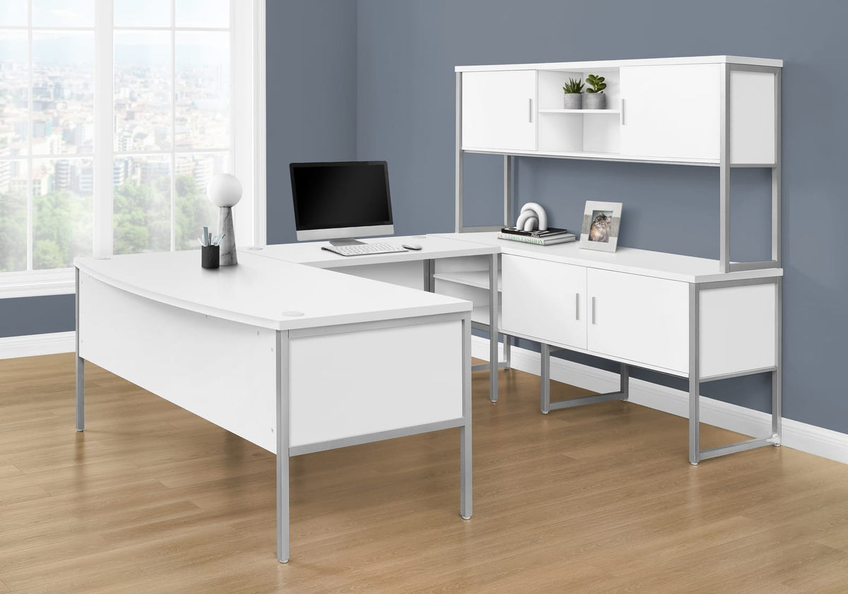Computer Desk, 48"L White Laminate Workstation - Modern Home Office