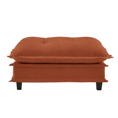 Orange Chenille Modular Sofa - 3 Seat Ottoman for Living Room