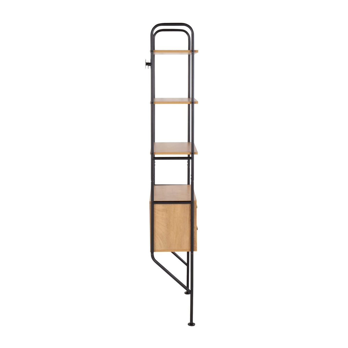 Brown Wood Metal Lean Bookcase - Wall Mounted Shelves for Living Room
