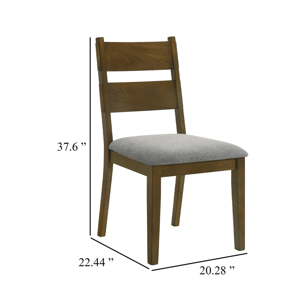 Lyoi Dining Chairs - Light Grey Fabric, Brown Wood Set of 2