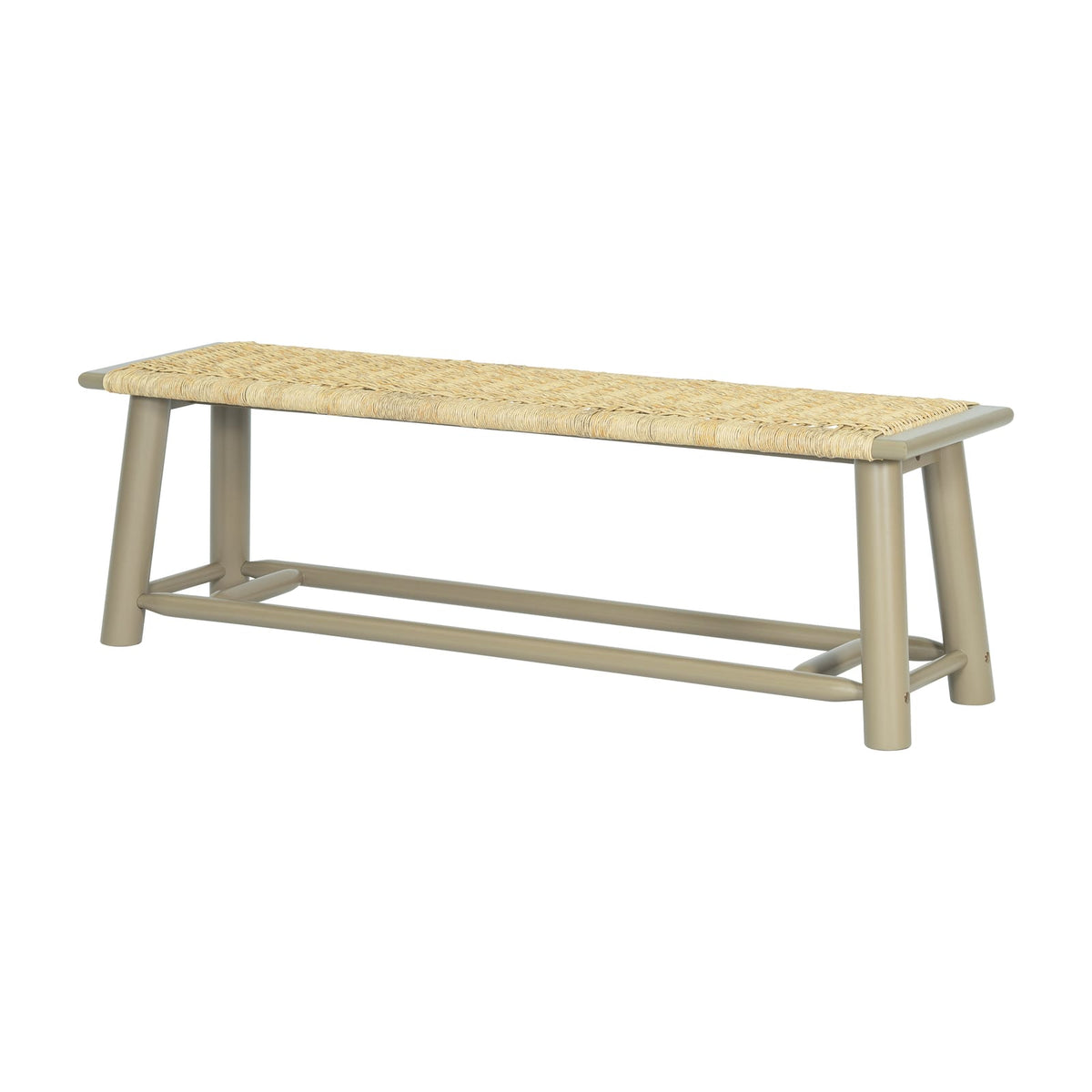 Gold Rattan Wood Bench - 59 Inch Farmhouse Style for Bedroom