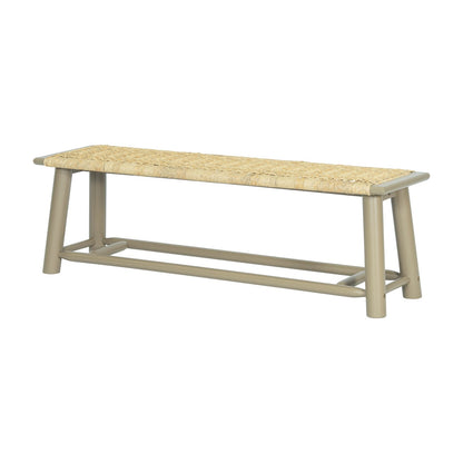 Gold Rattan Wood Bench - 59 Inch Farmhouse Style for Bedroom