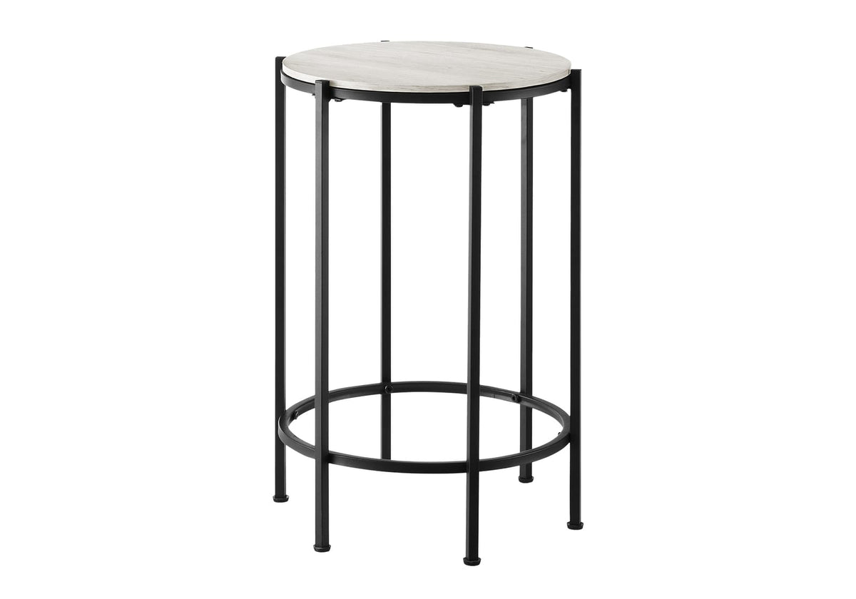 Black Metal Accent Table - 24" Round Side Table for Living Room