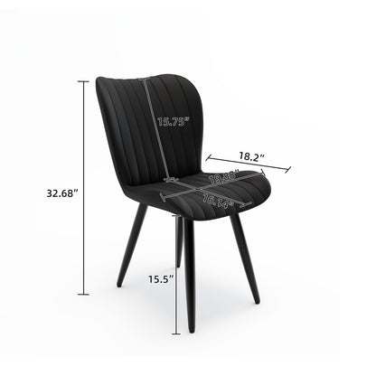 Black PU Leather Dining Chairs - 4 Modern Chairs with Metal Legs