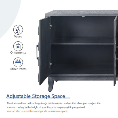 59.8" Antique Dark Grey MDF Sideboard Cabinet - 4 Doors