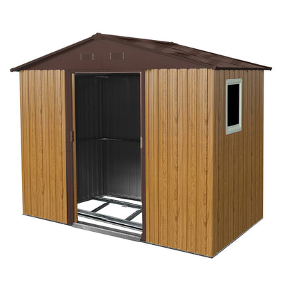 Coffee Metal Storage Shed for Garden and Backyard Outdoor Storage