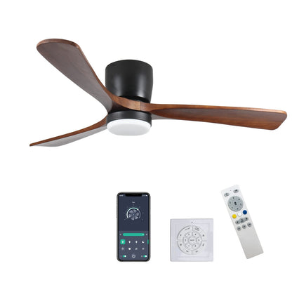 42 Inch Black Wood Ceiling Fan with Light Remote