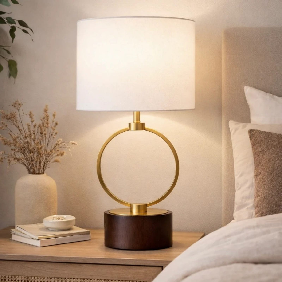 White Metal Table Lamp - Bedroom & Study Lighting