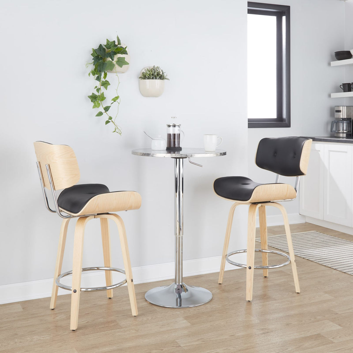 Adjustable Silver Metal Bar Table for Kitchen Storage & Dining Rooms