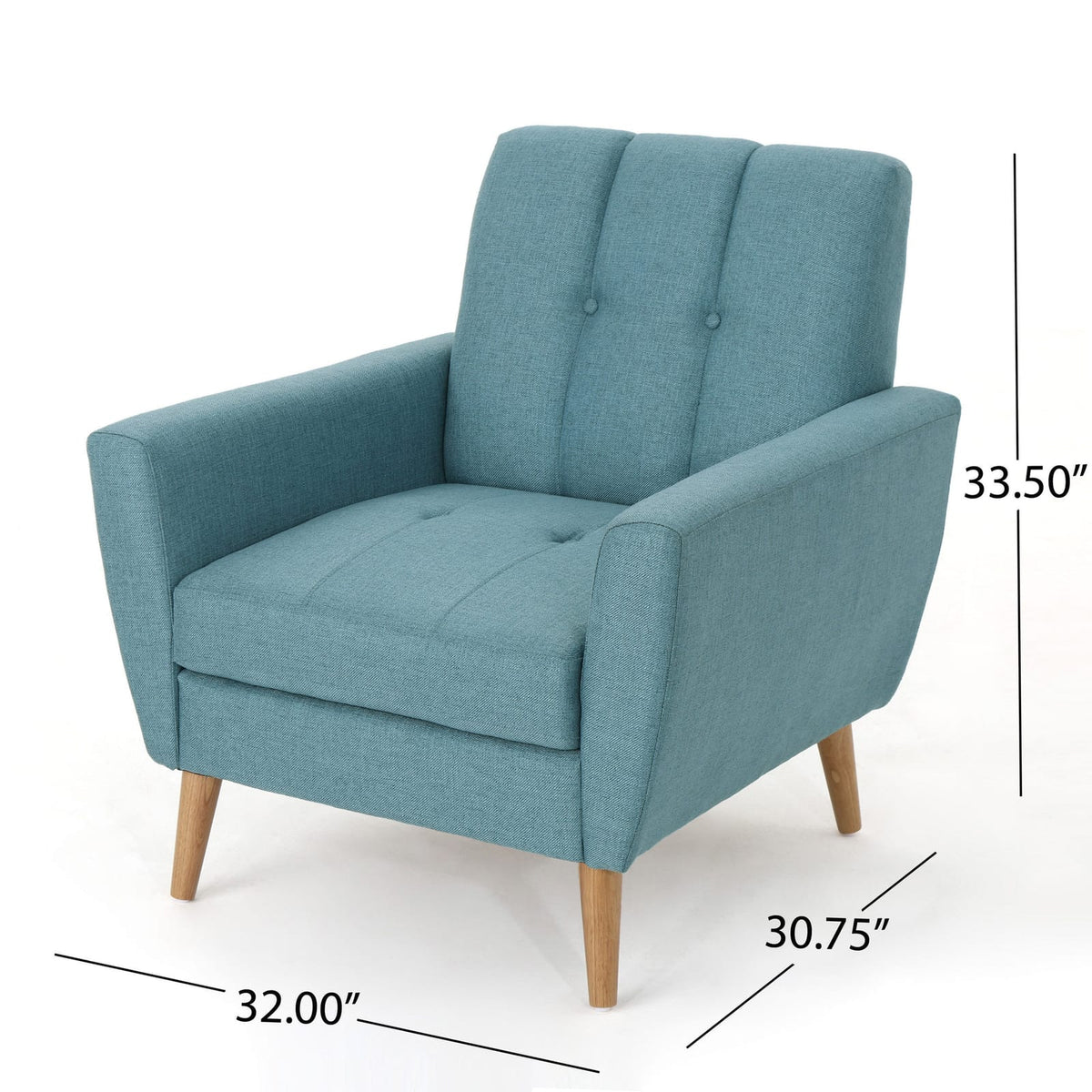 Mid Century Fabric Channel Stitch Club Chair - Blue