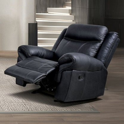 Transitional Black Leather Glider Recliner - Primary Living Space