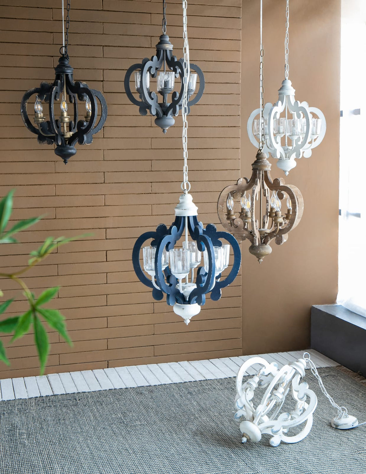 Cream Farmhouse Chandelier with Iron Details for Dining Room Lighting