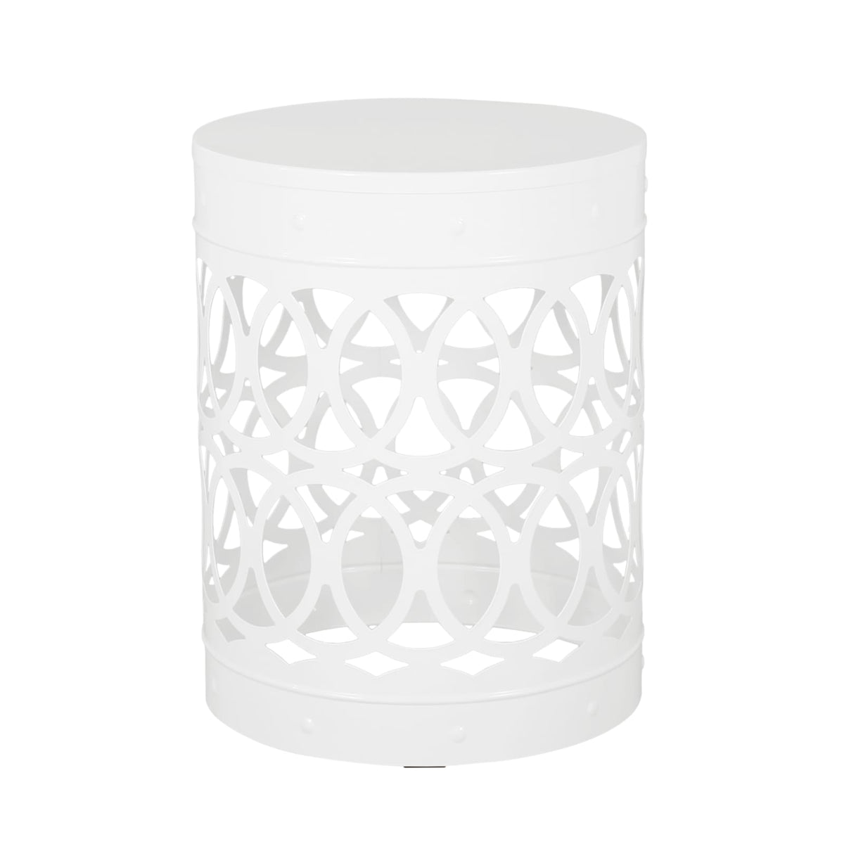White Iron Outdoor Accent Table Set of 2
