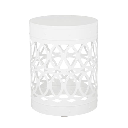 White Iron Outdoor Accent Table Set of 2