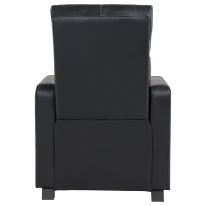 Black Upholstered Push-Back Recliner - Comfortable Living Room Seating