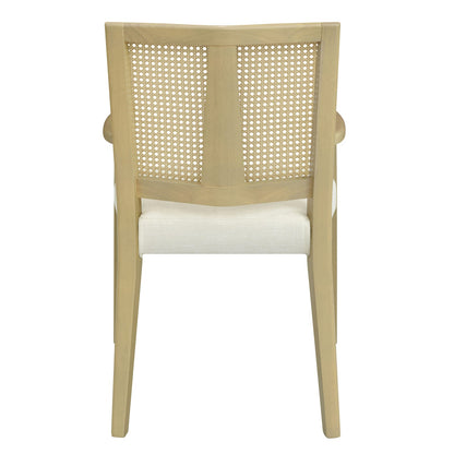 ARM Dining Chairs Set of 2 - Beige & Light Ash Wood Fabric