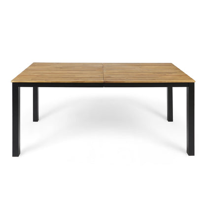 71" Black Acacia Wood Outdoor Dining Table