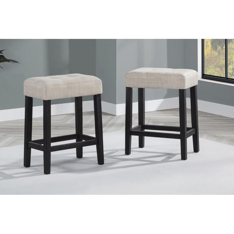 Contemporary Beige Bar Stools Set of 2 for Dining Room Kitchen Seating