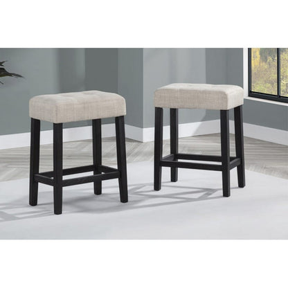 Contemporary Beige Bar Stools Set of 2 for Dining Room Kitchen Seating