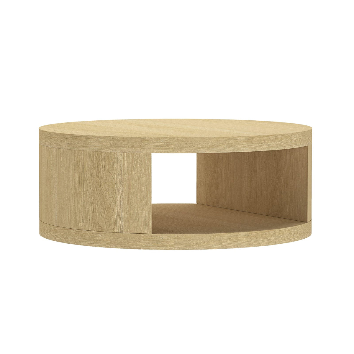36 Round Oak Coffee Table with Storage
