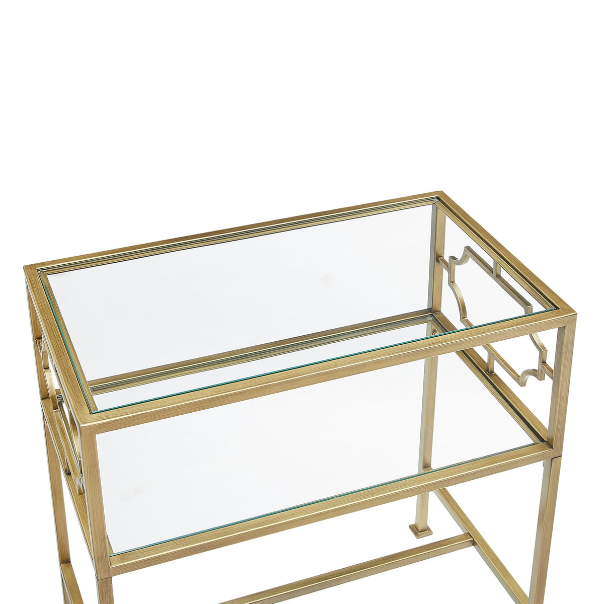 Grifton Accent Table - Antique Gold Metal & Glass - 13.4"W x 23.4"D x 26"H