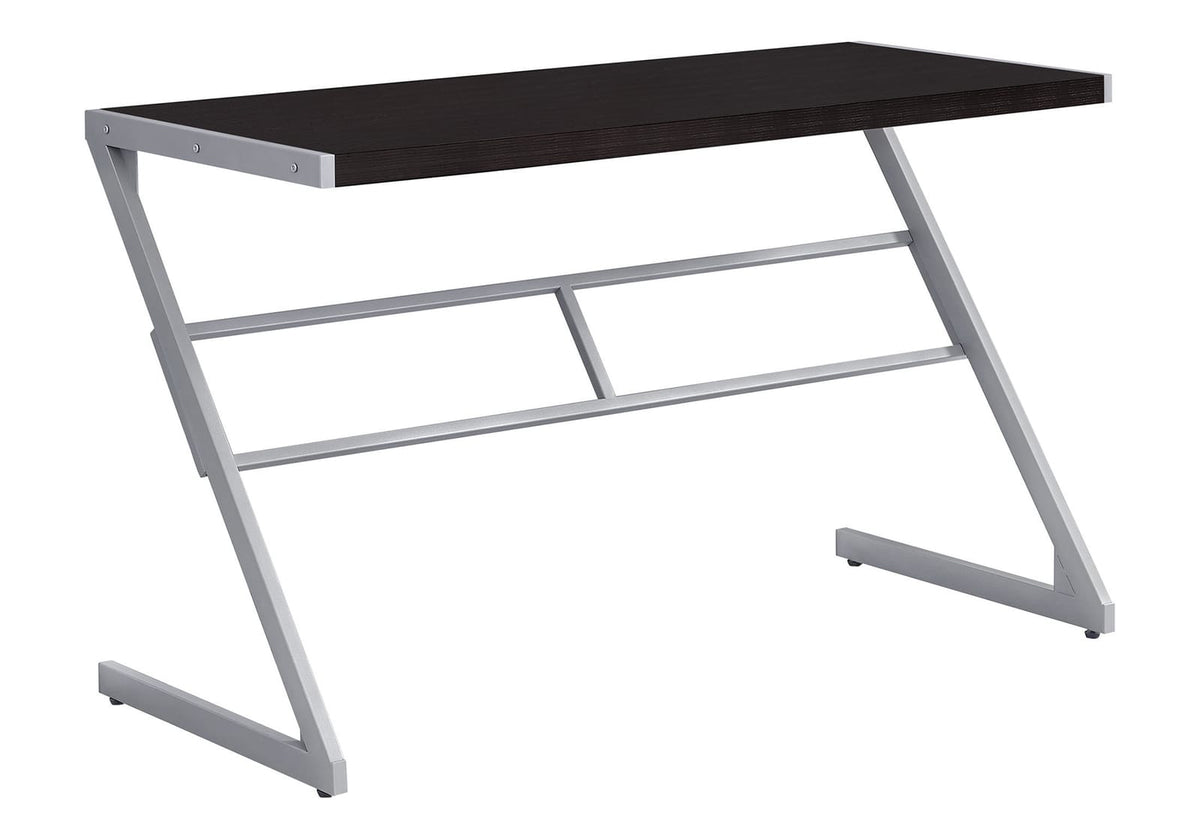 Espresso MDF Computer Desk with Z-Shaped Metal Base for Small Spaces for Home Office