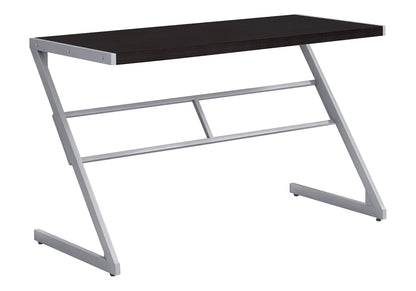 Espresso MDF Computer Desk with Z-Shaped Metal Base for Small Spaces for Home Office