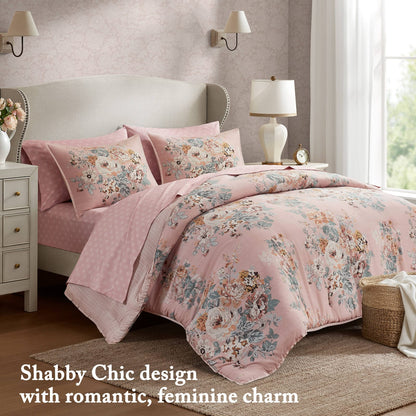 Queen Polyester Bedding Set Multicolor Pink Floral