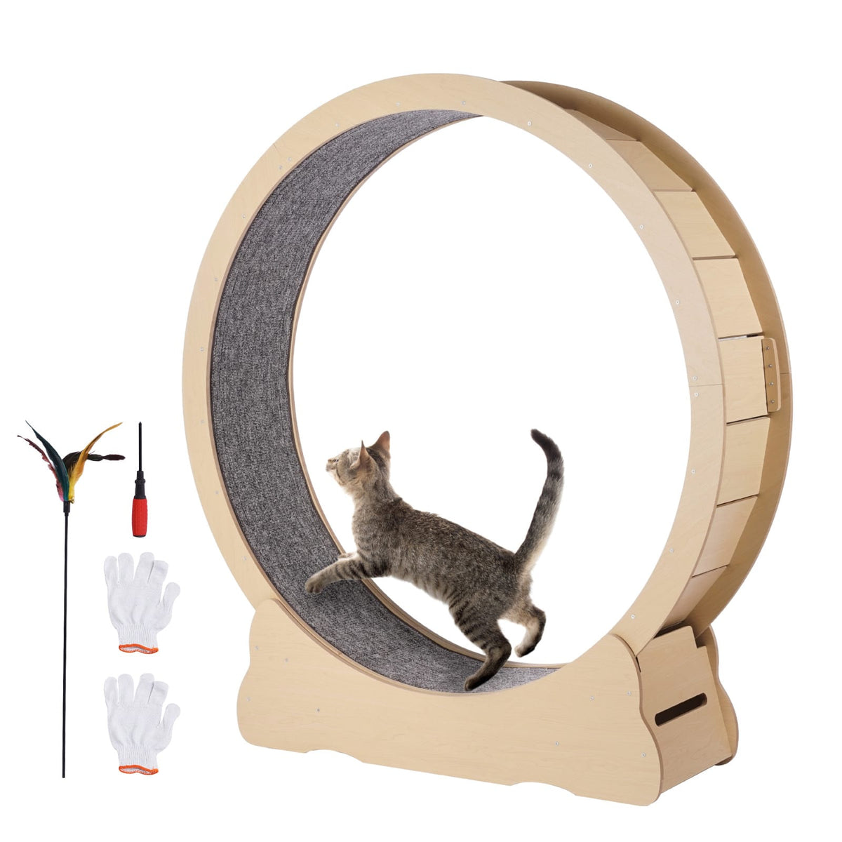 Wooden Cat Exercise Wheel - Large Treadmill for Indoor Cats