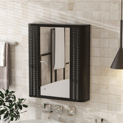 Antique Black Wall Mounted Bathroom Cabinet with Mirror