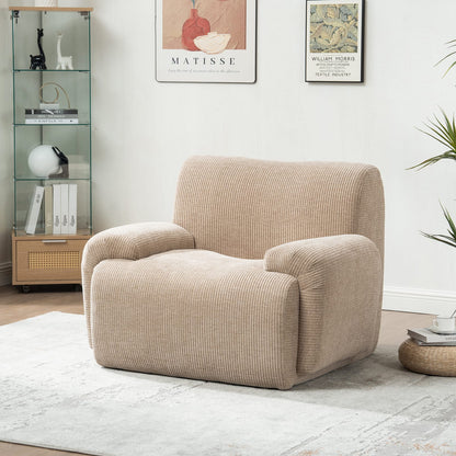 Taupe Chenille Accent Chair - 42" Wide Sofa, Bedroom Lounger for Living Room