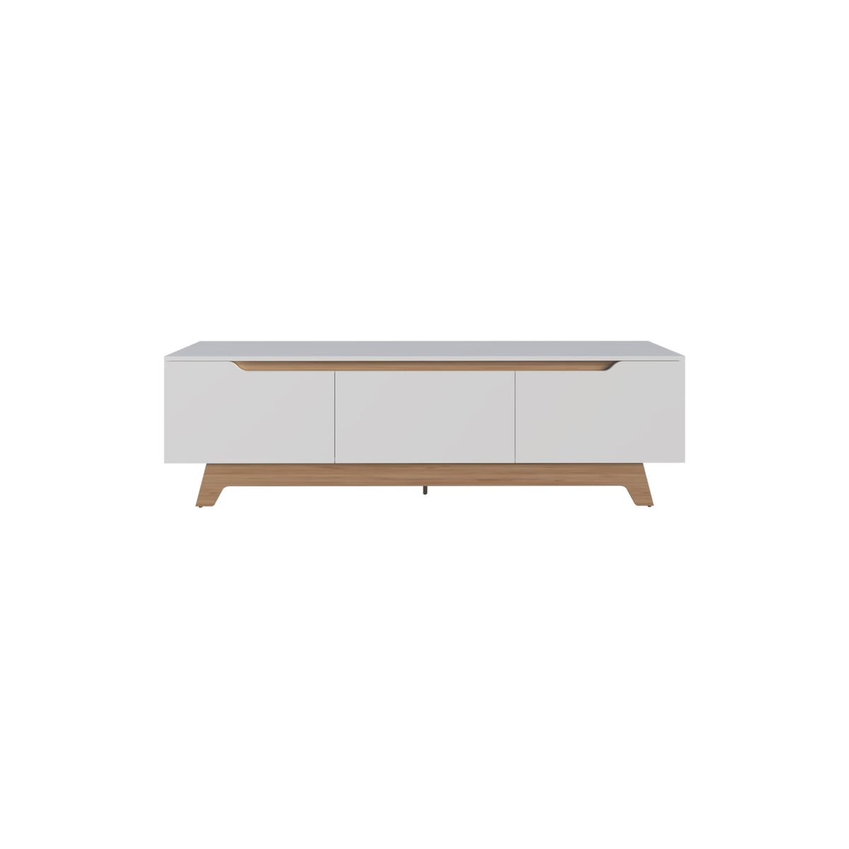 Woodall TV Stand - Modern White & Natural Oak Entertainment Center