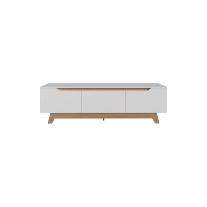 Woodall TV Stand - Modern White & Natural Oak Entertainment Center