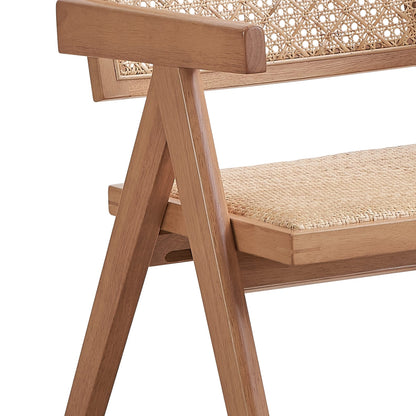Beige and Natural Arm Chairs (Set of 2) - Mid-Century Modern Dining