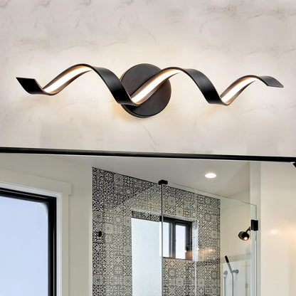 Black Metal Bathroom Light Fixture - Spiral LED Wall Sconce