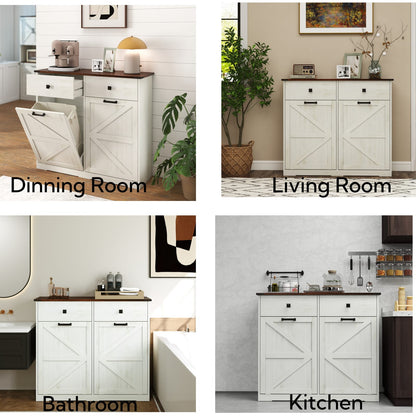 Farmhouse Trash Cabinet - 20 Gallon Capacity, Hidden Storage